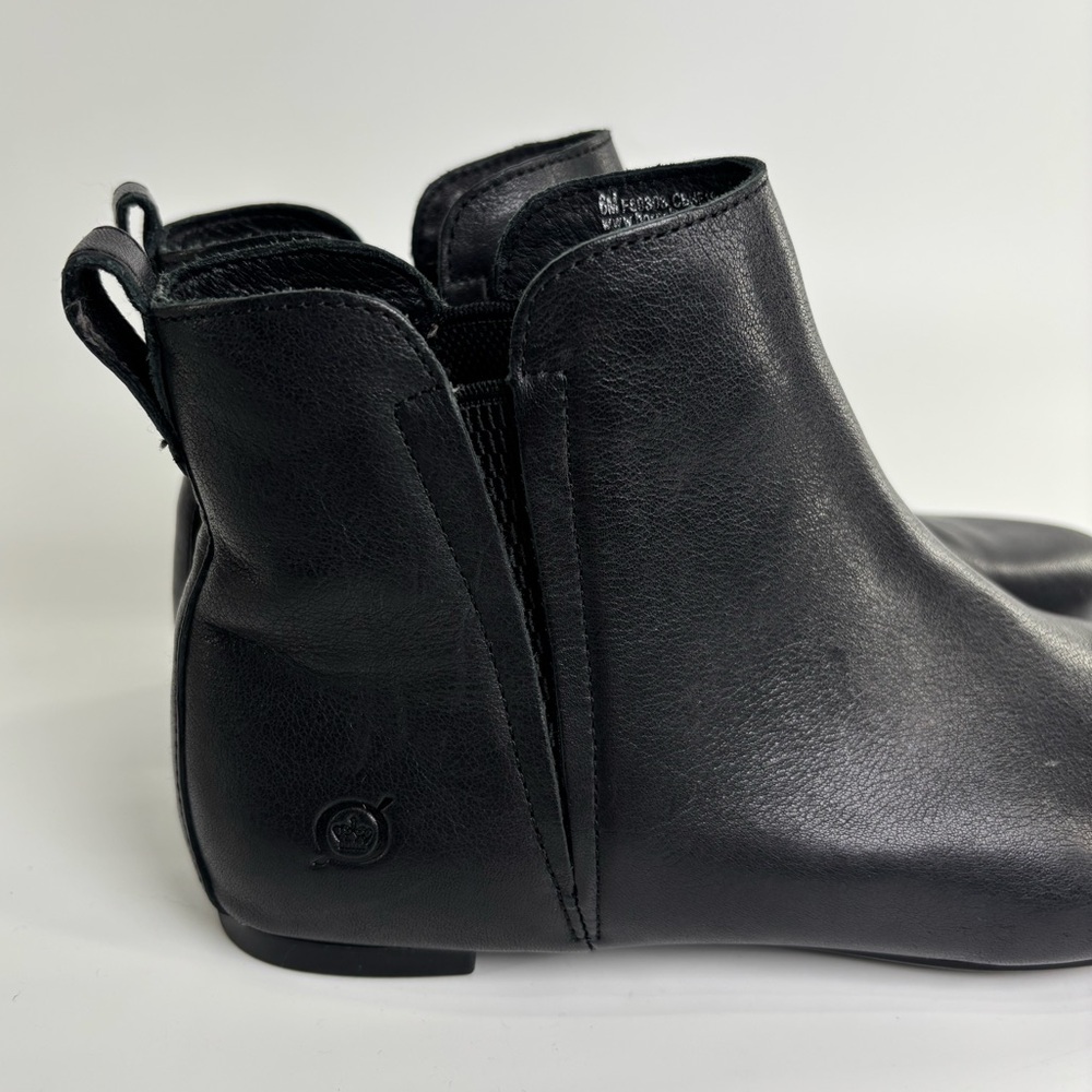 Born black leather ankle boots 6 flat comfort pull on - Picture 4 of 12